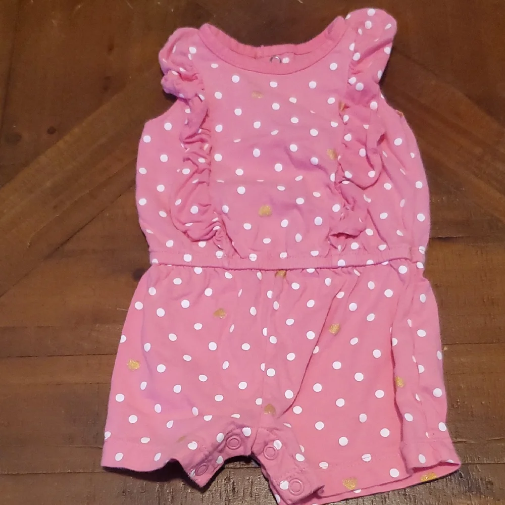 Carter's Pink and White Polka Dot Romper